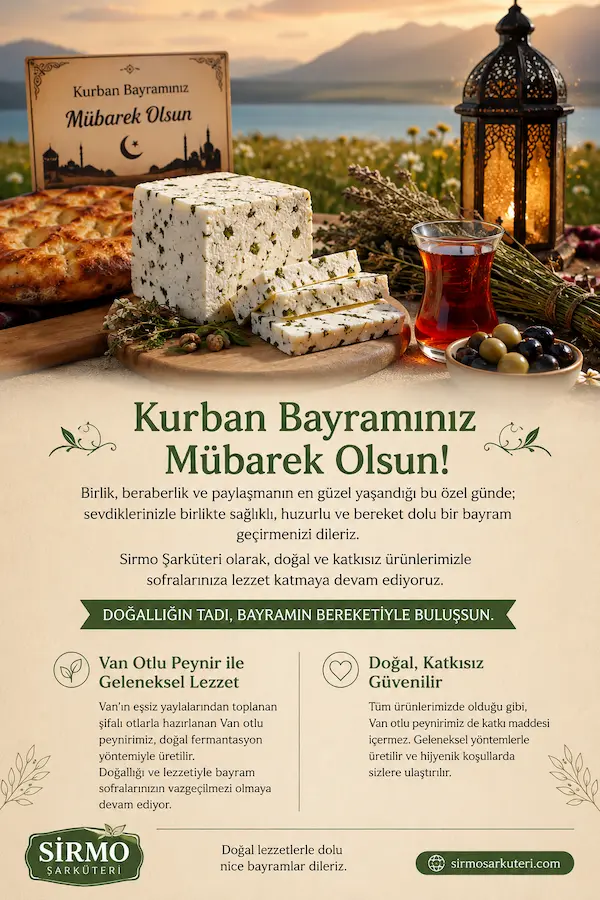 Kurban Bayramı için hazırlanmış Van otlu peynirli geleneksel kahvaltı sofrası
